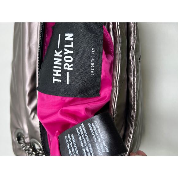 Think Royln Shoulder Bag Quilted Crossbody/Shoulder Tote Adjustable Chain Strap - Picture 14 of 16